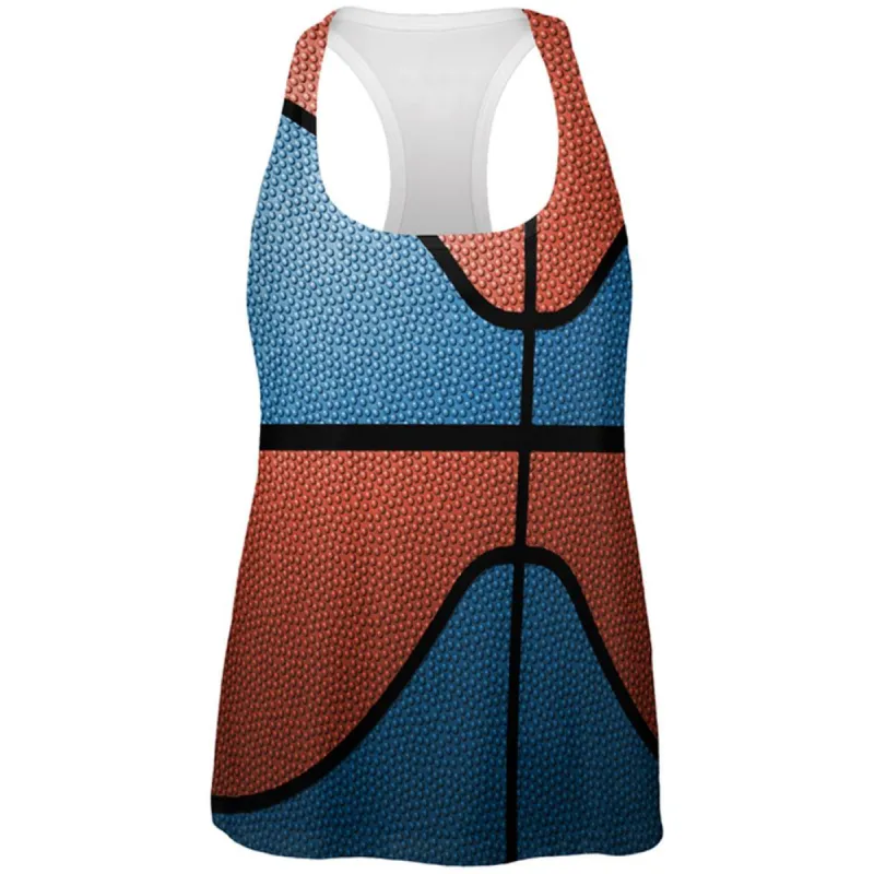 Championship Basketball Blue and Orange All Over Womens Work Out Tank Top sold by Old Glory
