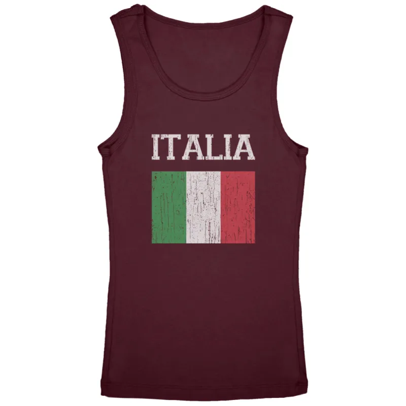 World Cup Distressed Flag Italia Youth Girls Tank Top sold by Old Glory