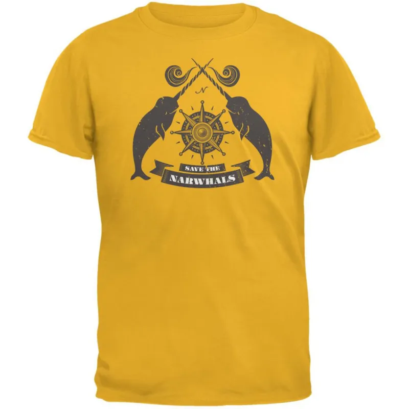 Save The Narwhals Gold Adult T-Shirt sold by Old Glory