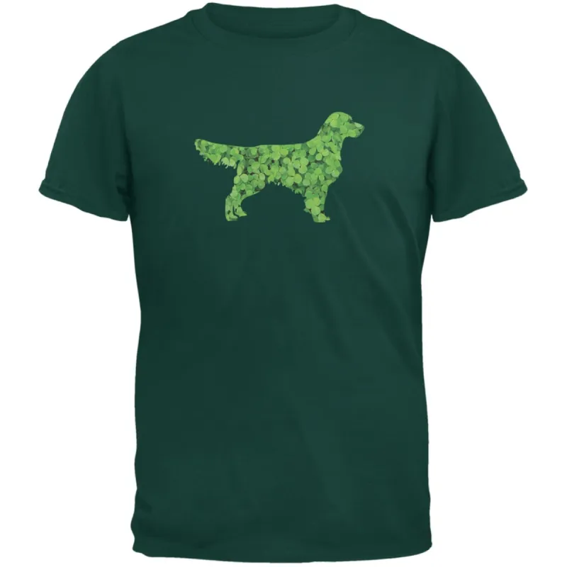 St. Patricks Day - Golden Retrievers Shamrock Forest Adult T-Shirt sold by Old Glory
