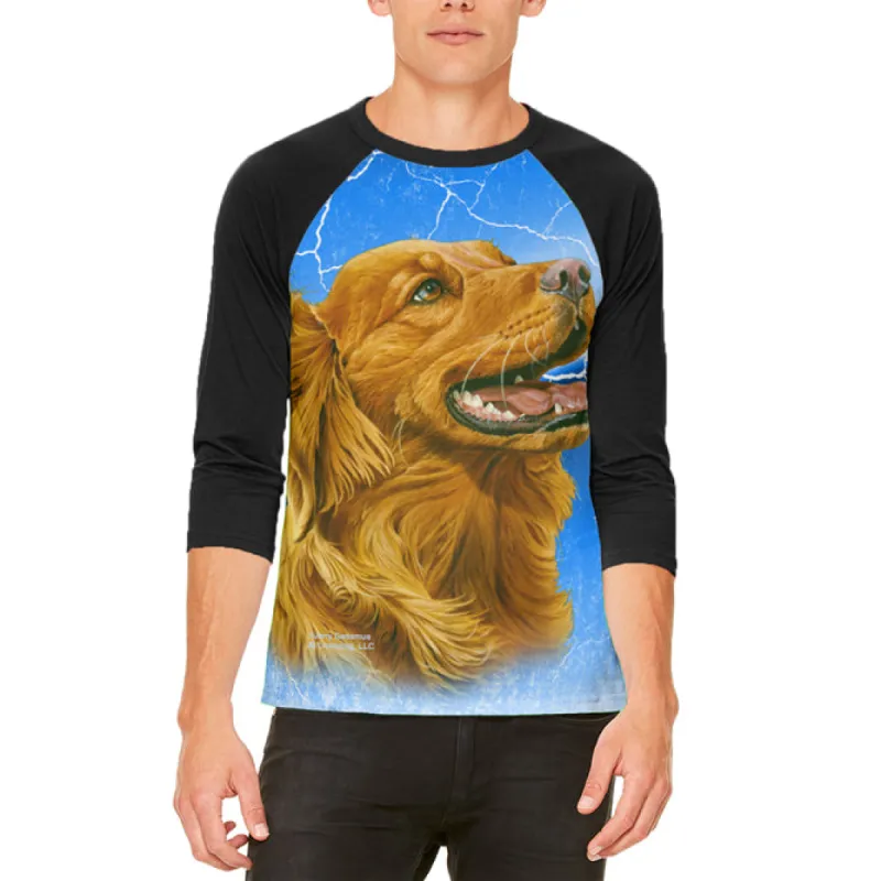 Golden Retriever Live Forever Mens Raglan T Shirt sold by Old Glory