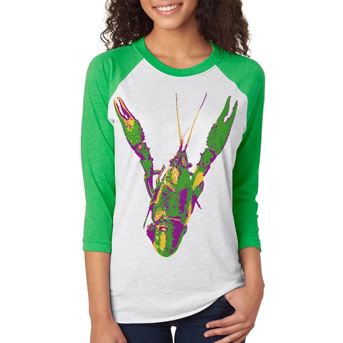 Mardi Gras Cajun Crawfish Unisex Raglan T Shirt sold by Old Glory