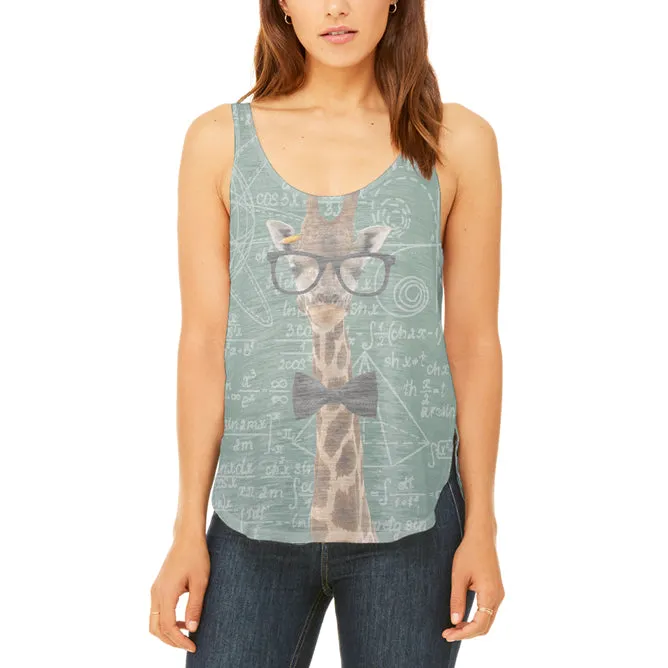 Giraffe Geek Math Formulas Juniors Flowy Side Slit Tank Top sold by Old Glory