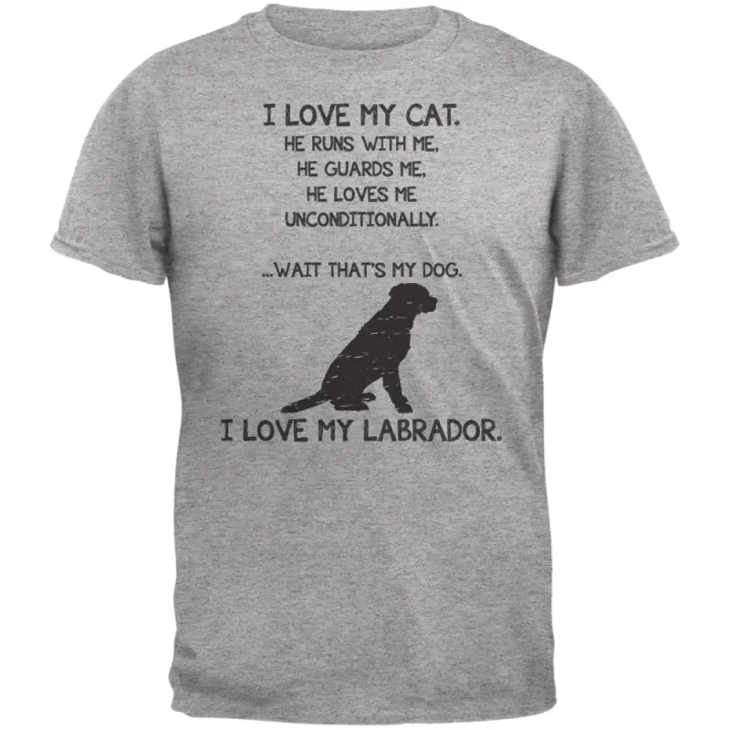 I Love My Labrador Boy Heather Grey Adult T-Shirt sold by Old Glory