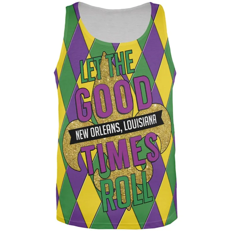 Mardi Gras Let the Good Times Roll Jester All Over Mens Tank Top sold by Old Glory