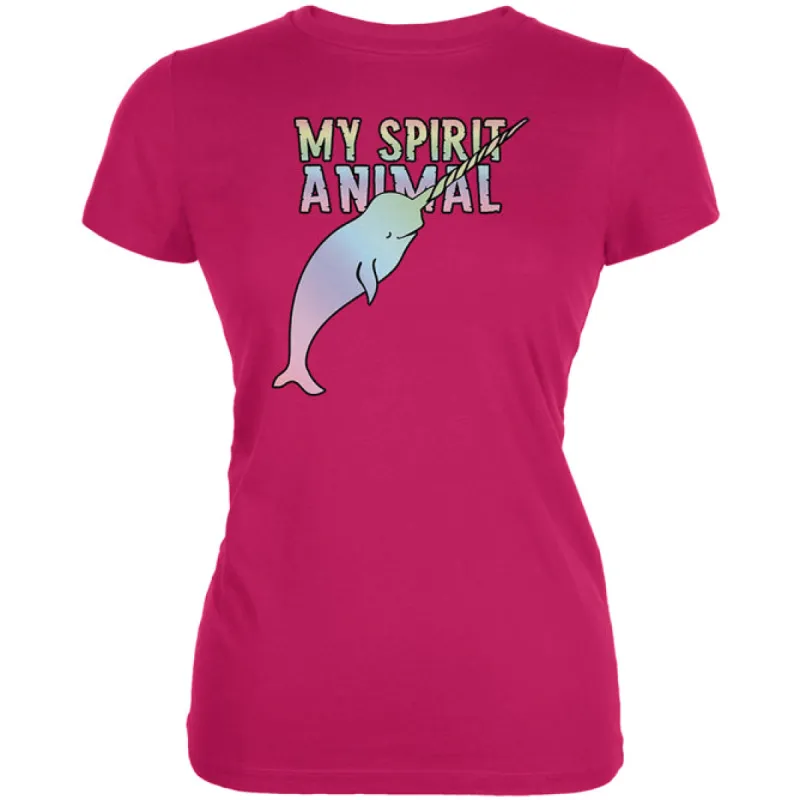 My Spirit Animal Narwhal Unicorn Of The Sea Pastel Juniors Soft T Shirt sold by Old Glory