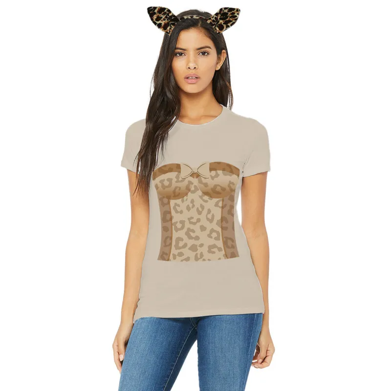 Halloween Costume Leopard Print Corset Juniors Costume T Shirt with Leopard Ears Headband sold by Old Glory