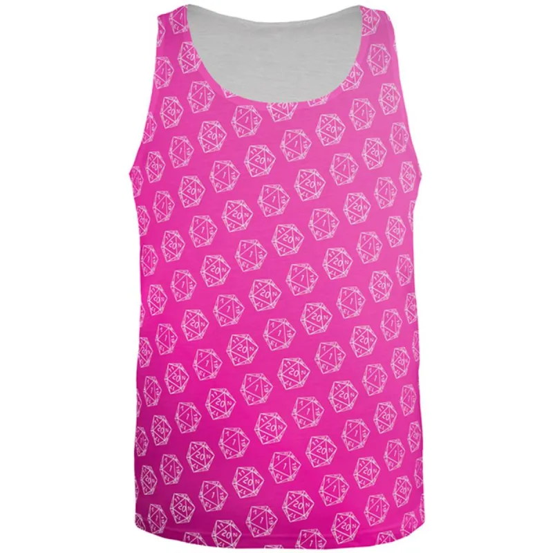 D20 Gamer Critical Hit and Fumble Pink Pattern All Over Mens Tank Top sold by Old Glory