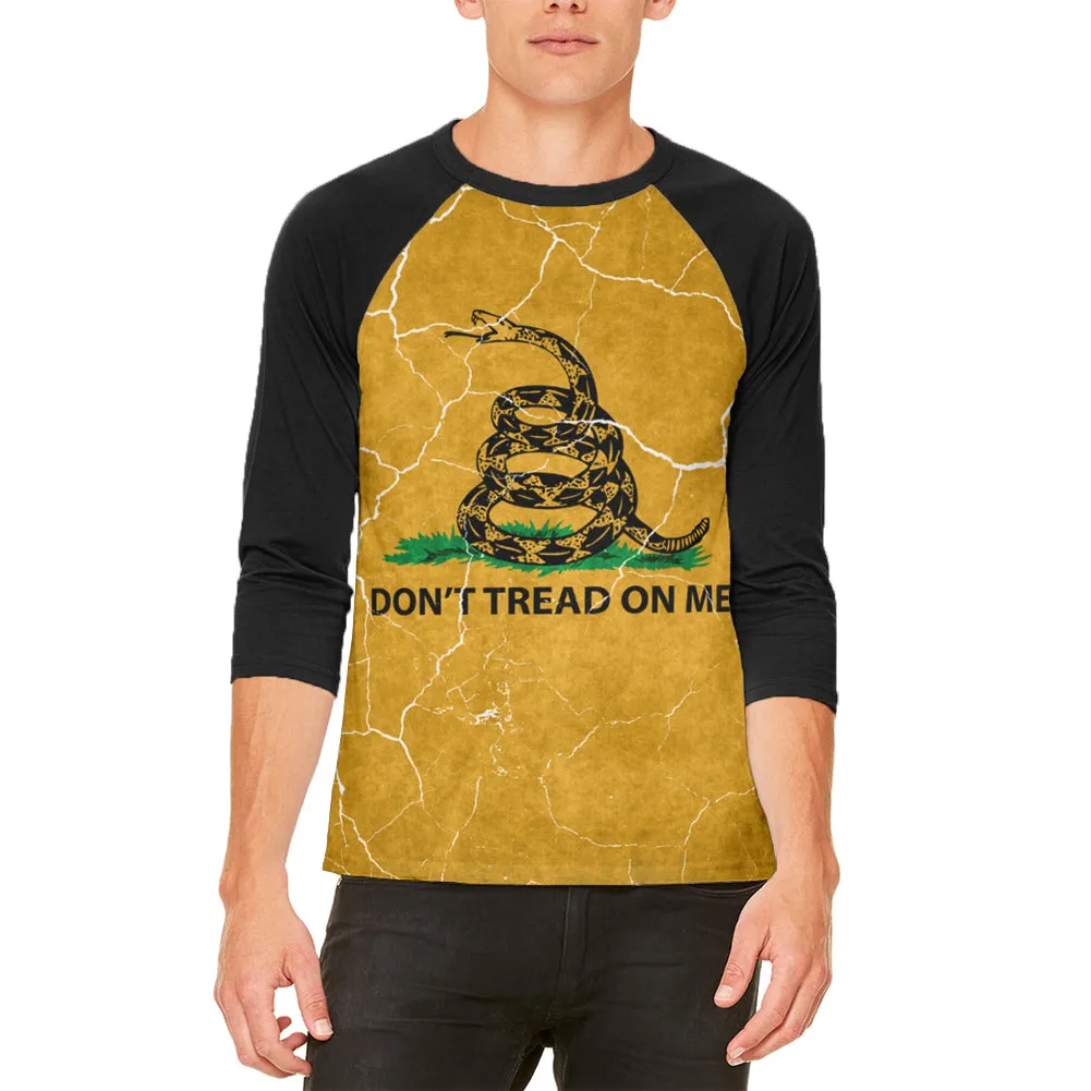Distressed Gadsden Flag Mens Raglan T Shirt sold by Old Glory