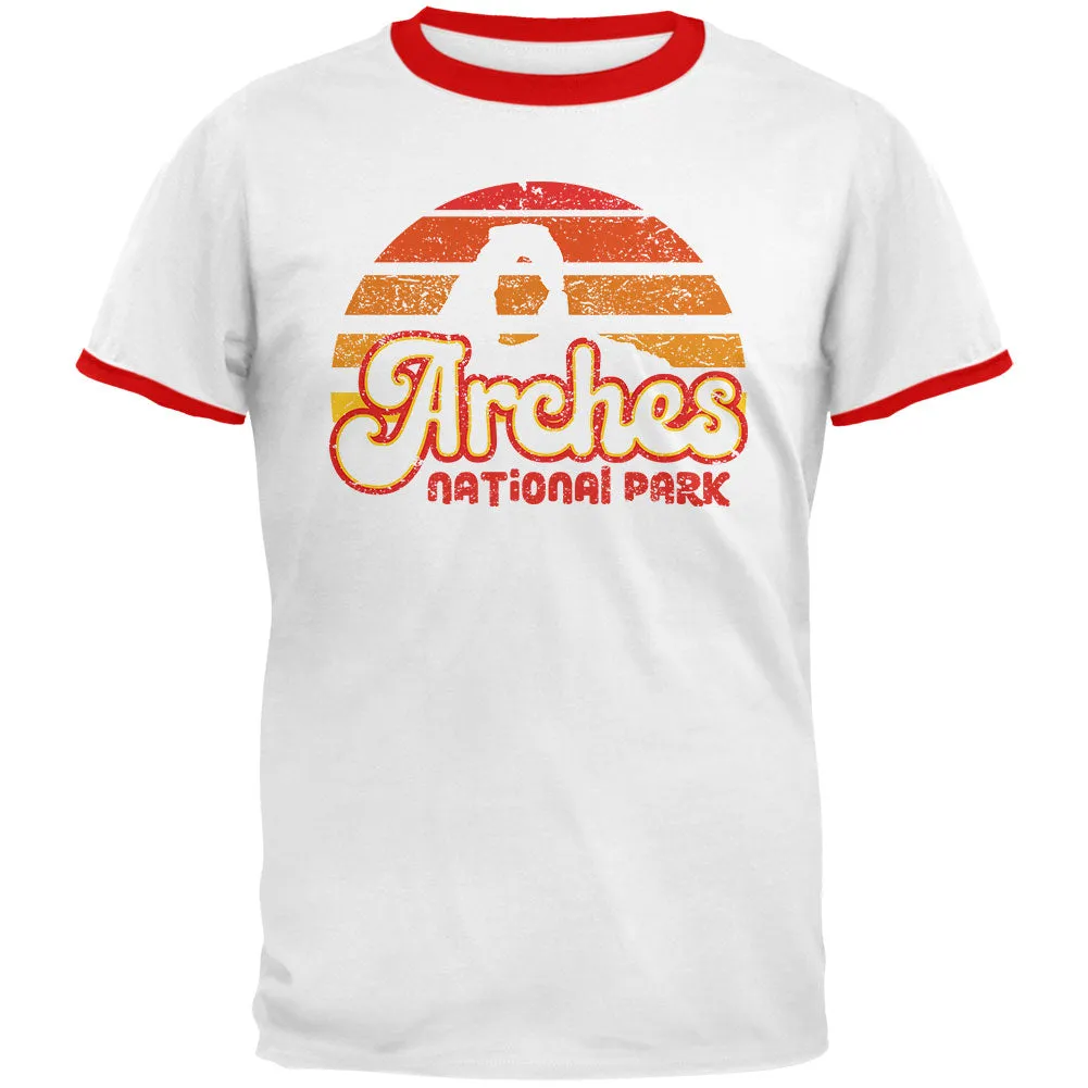 National Park Retro 70s Sunset Arches Mens Ringer T Shirt sold by Old Glory