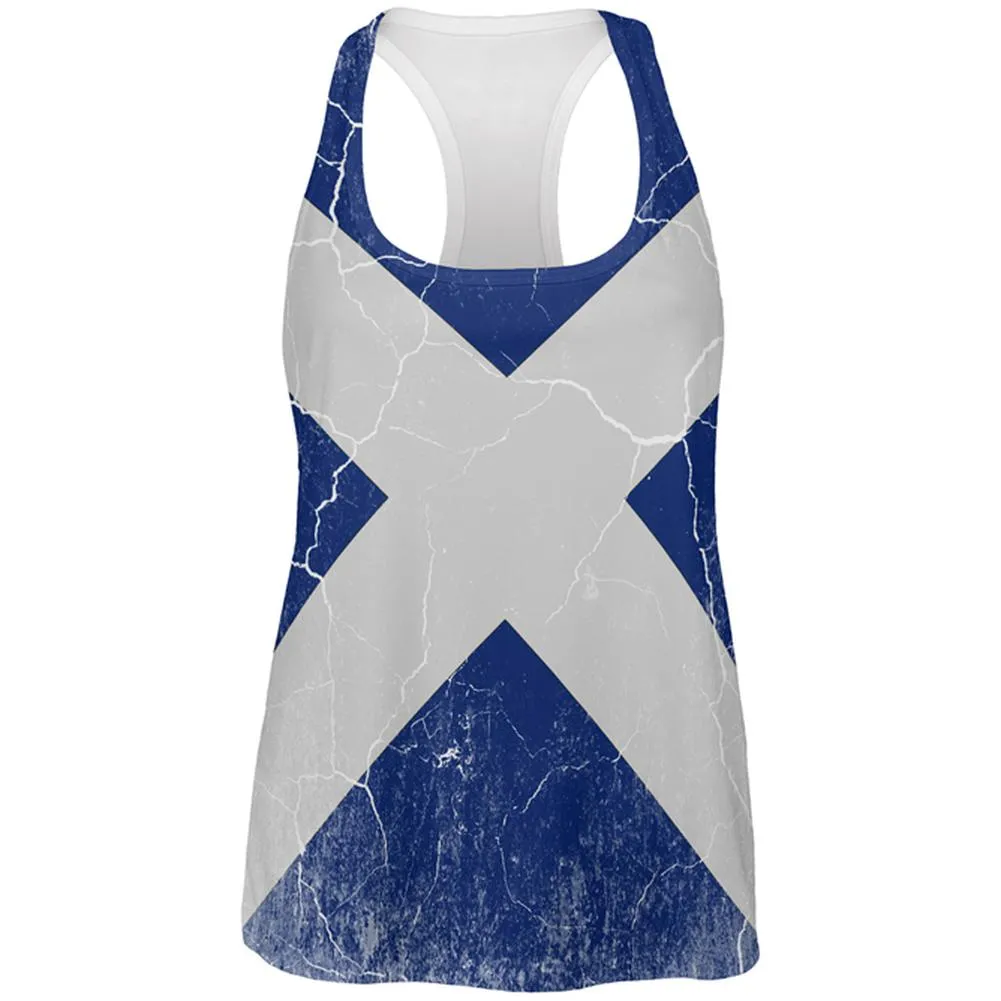 Scottish Flag Distressed Grunge Scotland All Over Womens Work Out Tank Top sold by Old Glory