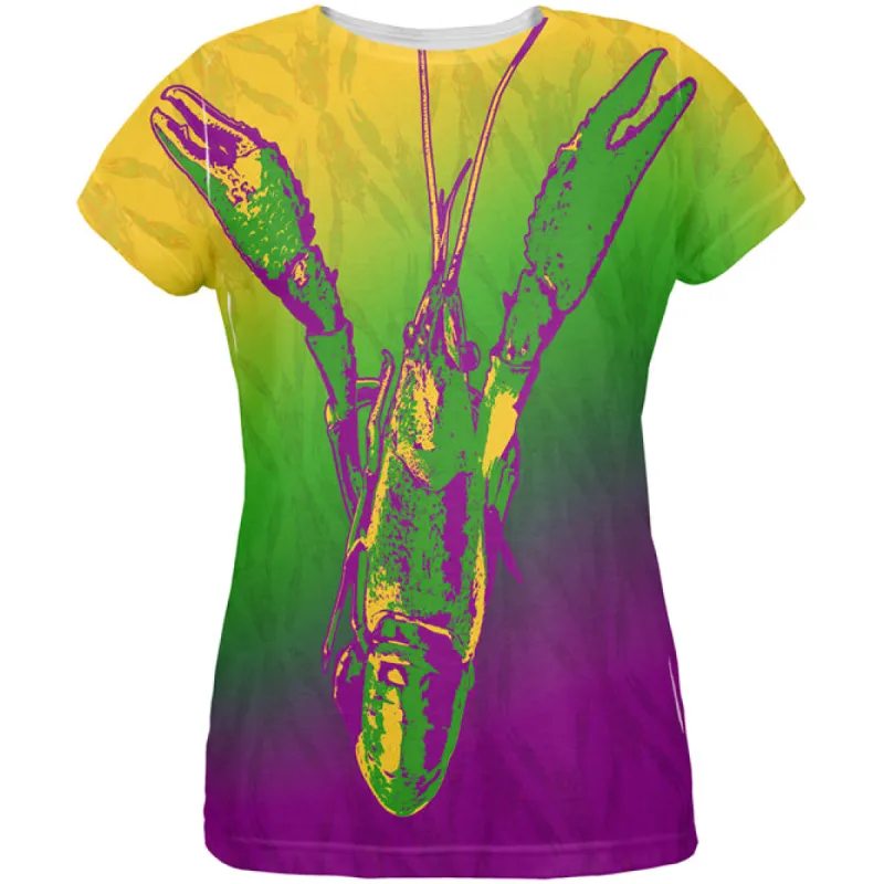 Mardi Gras Cajun Crawfish All Over Womens T Shirt sold by Old Glory