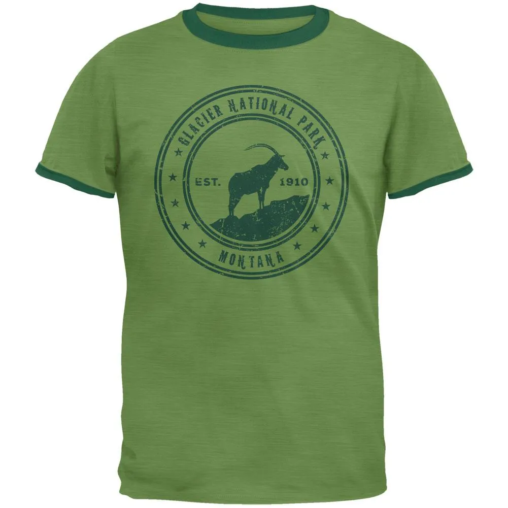 Glacier National Park Vintage Heather Green Men's Ringer T-Shirt sold by Old Glory