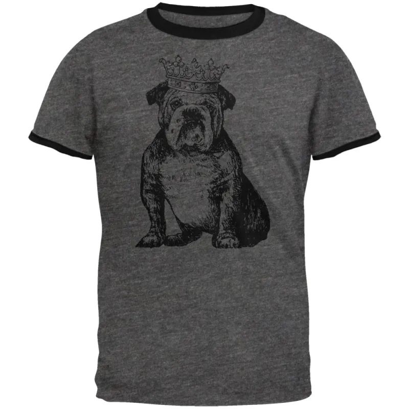 British Bulldog Crown Grey Mens Ringer T Shirt sold by Old Glory