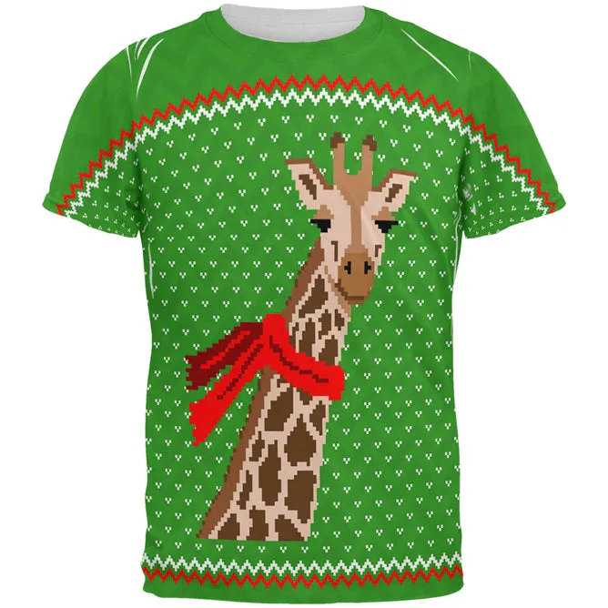 Ugly Christmas Sweater Big Giraffe Scarf All Over Mens T Shirt sold by Old Glory