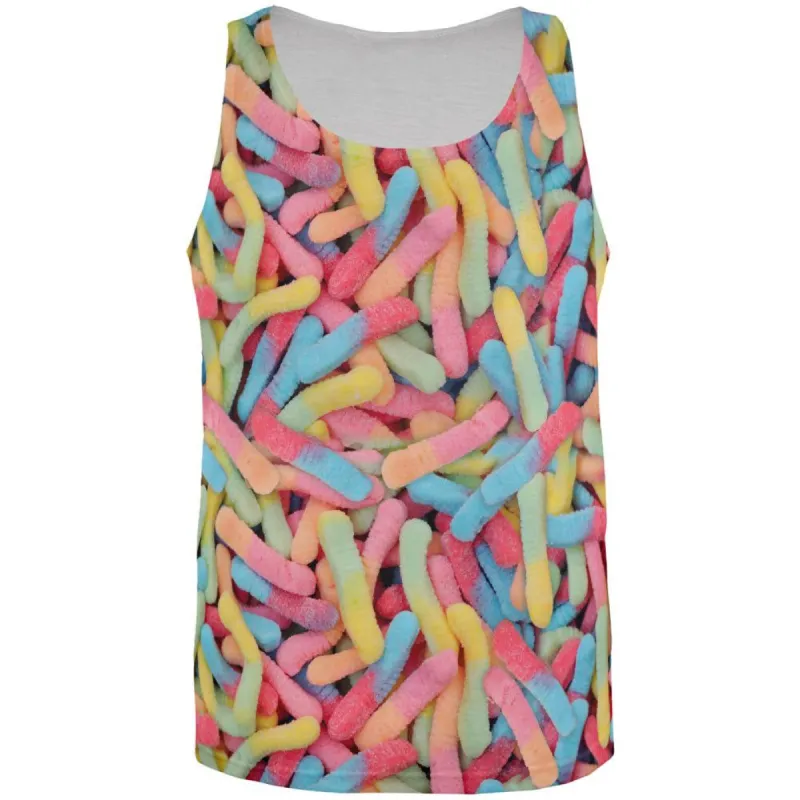 Halloween Sour Gummy Worms All Over Adult Tank Top sold by Old Glory