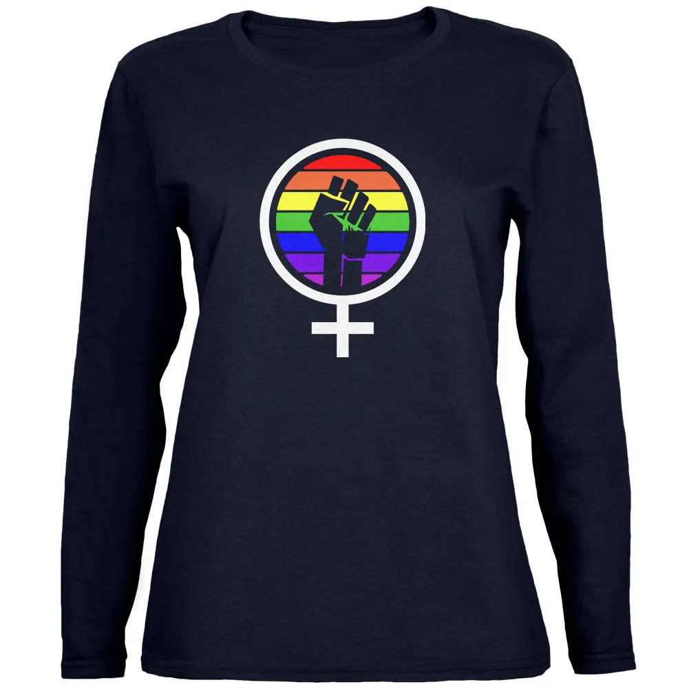 Feminism Raised First 70's Retro Sun Gay Flag Womens Long Sleeve T Shirt sold by Old Glory product image thumbnail 2