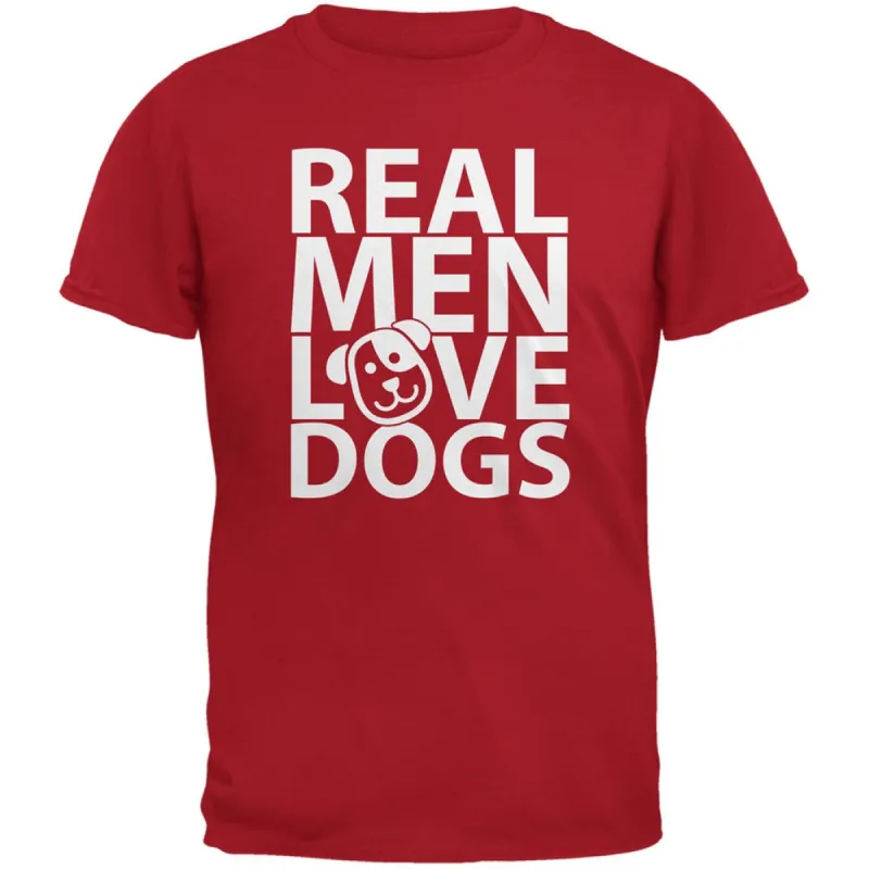Valentine's Day - Real Men Love Dogs Red Adult T-Shirt sold by Old Glory