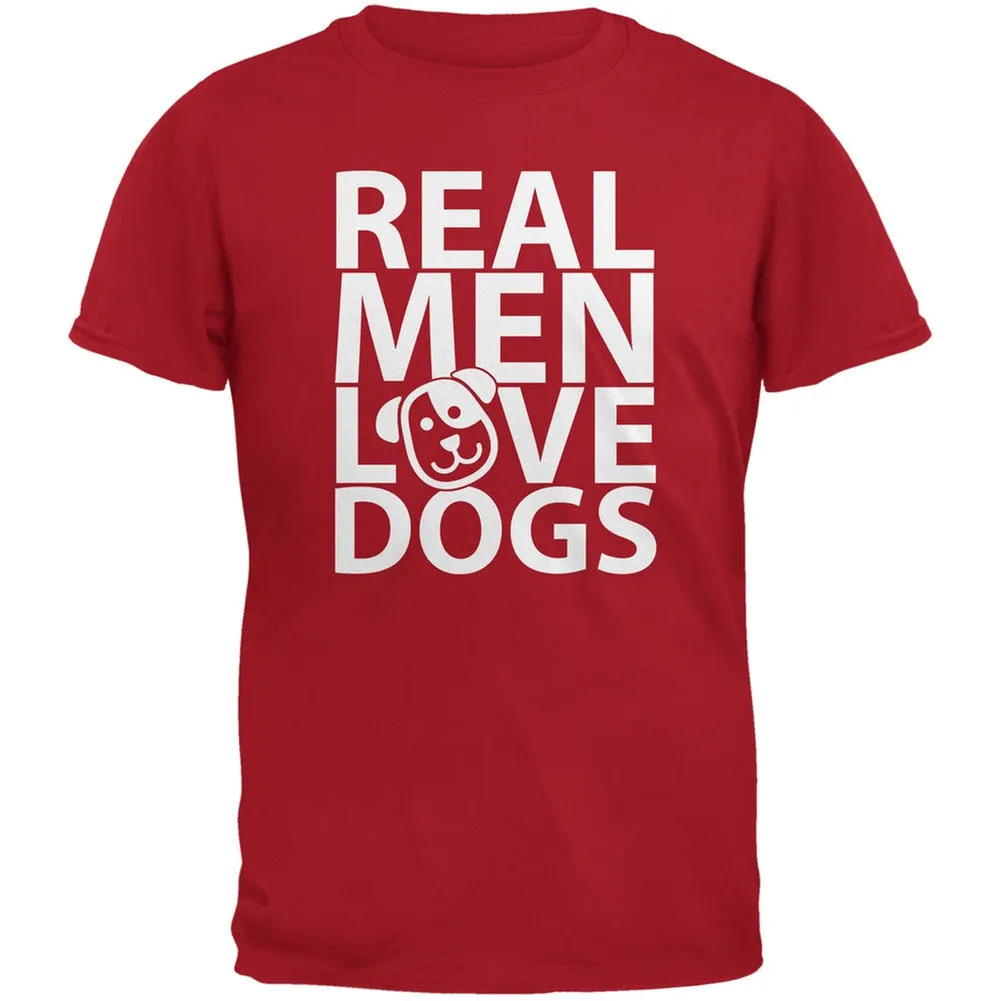 Valentine's Day - Real Men Love Dogs Red Adult T-Shirt sold by Old Glory