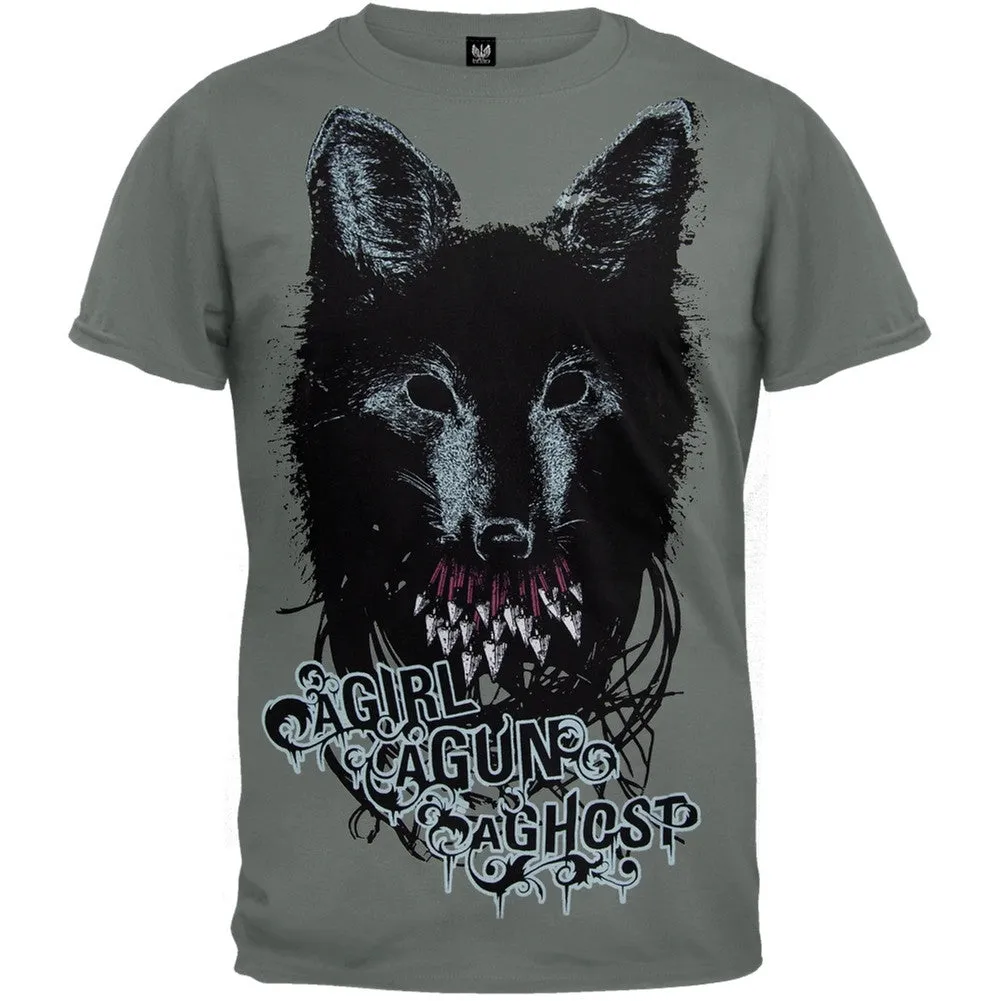 A Girl A Gun A Ghost - Wolf Teeth Adult T-Shirt sold by Old Glory