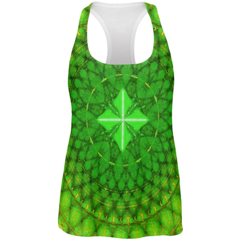 St Patrick's Day Shamrock Fractal Mandala All Over Womens Work Out Tank Top sold by Old Glory