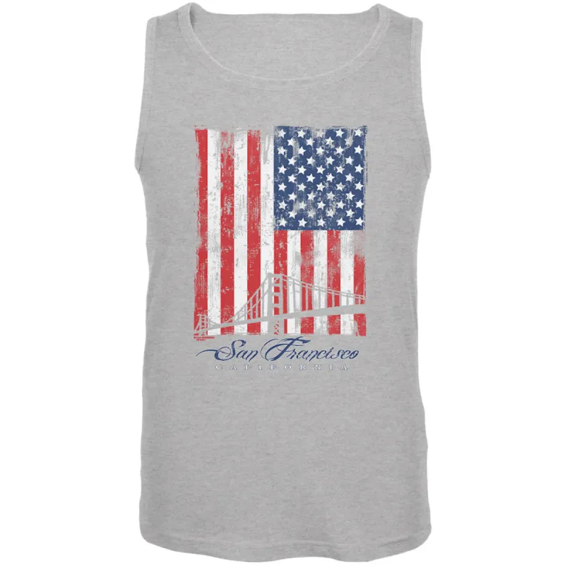 Flag Bridge San Francisco California Oversize Mens Tank Top sold by Old Glory