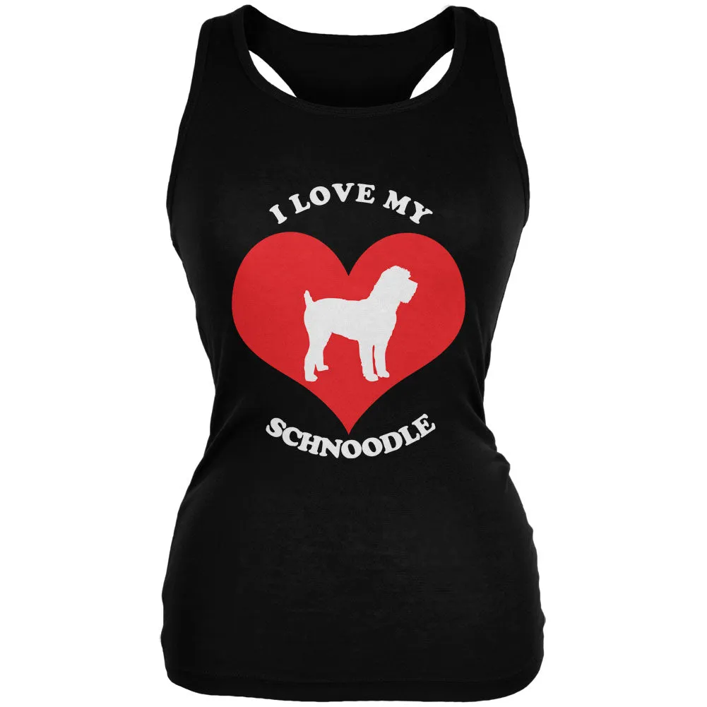 Valentines I Love My Schnoodle Black Juniors Soft Tank Top sold by Old Glory