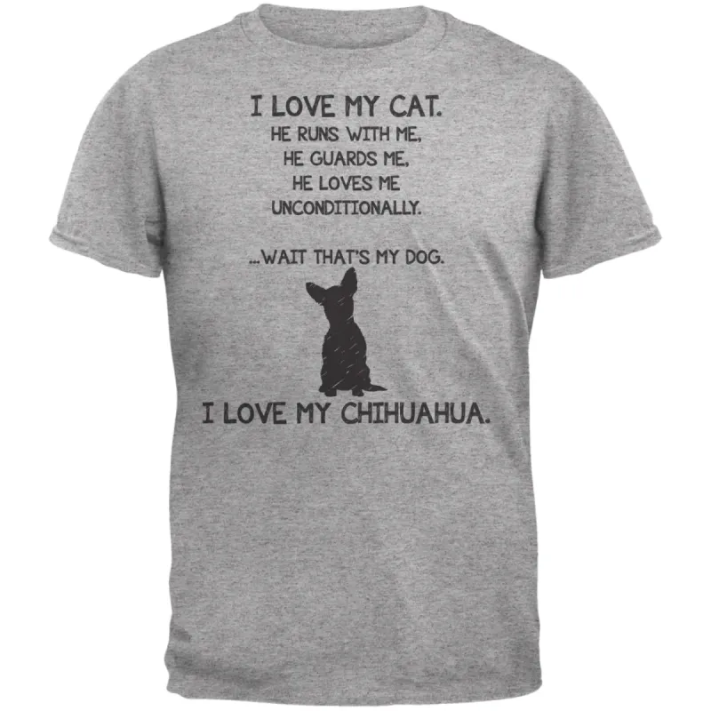 I Love My Chihuahua Boy Heather Grey Adult T-Shirt sold by Old Glory