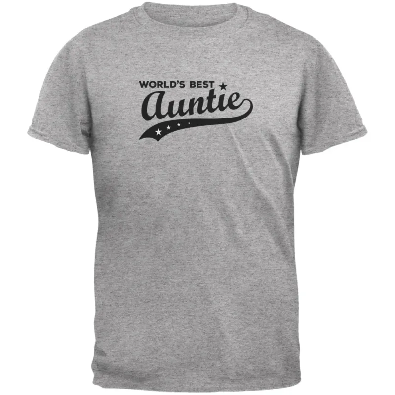 World's Best Auntie Heather Grey Adult T-Shirt sold by Old Glory