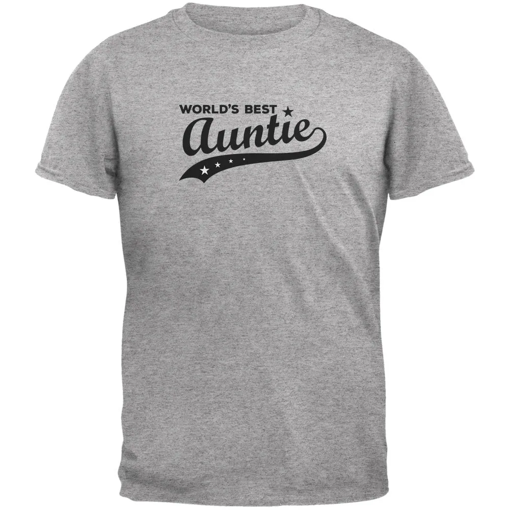 World's Best Auntie Heather Grey Adult T-Shirt sold by Old Glory