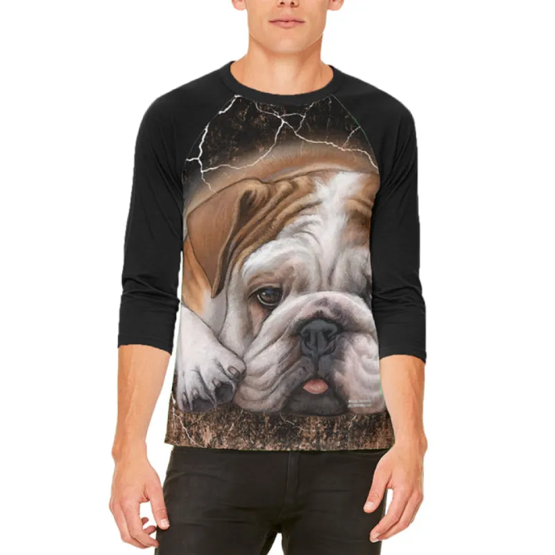 English Bulldog Live Forever Mens Raglan T Shirt sold by Old Glory