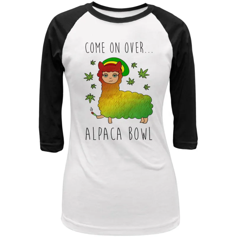 I'll Pack a Bowl Alpaca Pun Juniors 3/4 Sleeve Raglan T Shirt sold by Old Glory