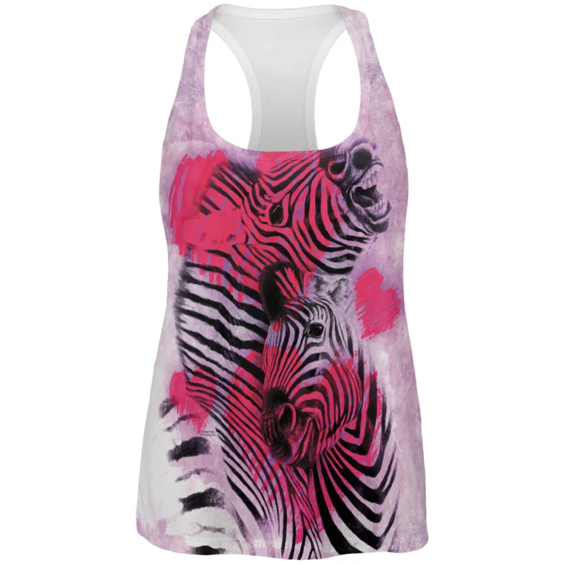 Zebra Lovers Valentines Hearts All Over Womens Work Out Tank Top sold by Old Glory