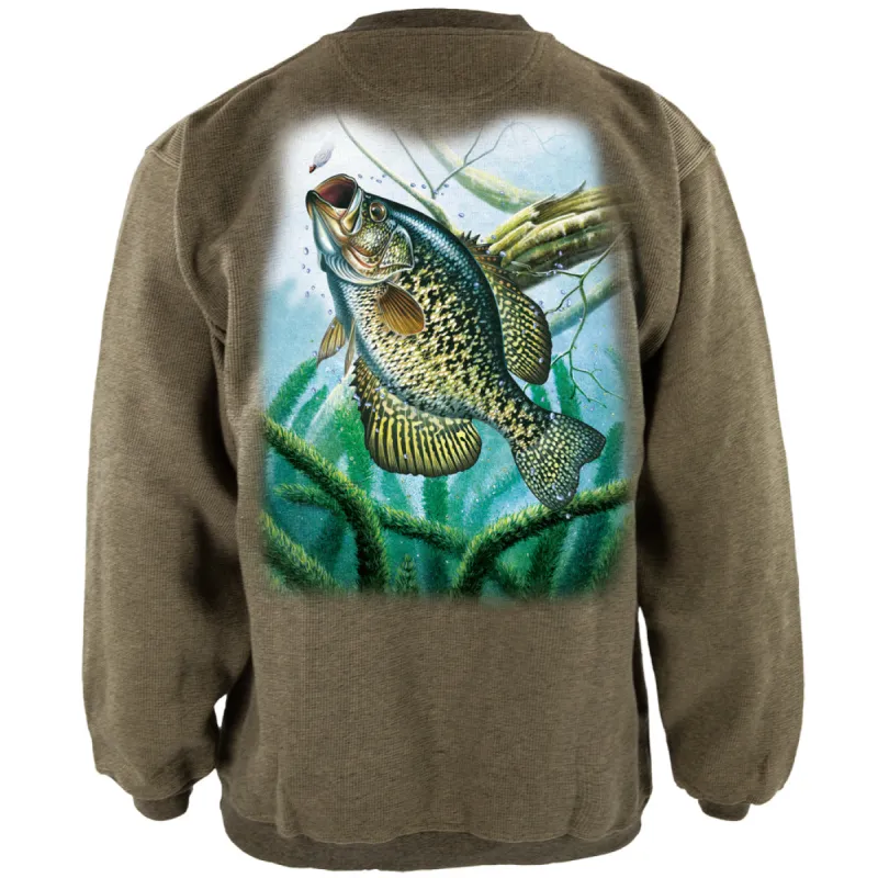 Action Crappie Fishing Henley Mens Pullover Sweatshirt sold by Old Glory