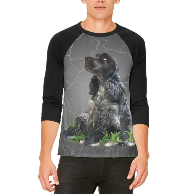 English Cocker Spaniel Live Forever Mens Raglan T Shirt made by Old Glory