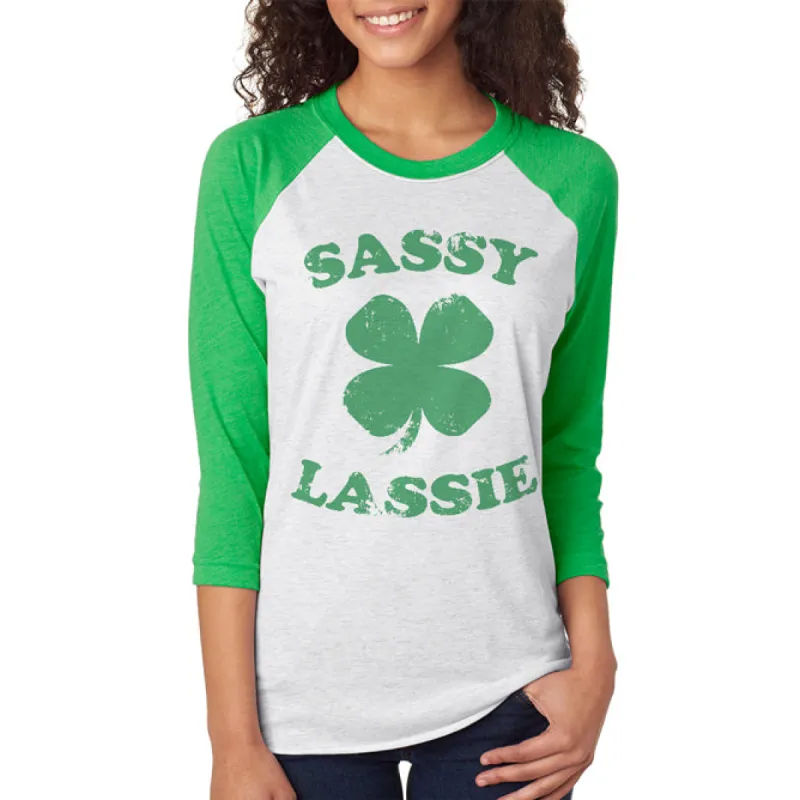 St. Patricks Day Sassy Irish Lassie Unisex Raglan T Shirt sold by Old Glory