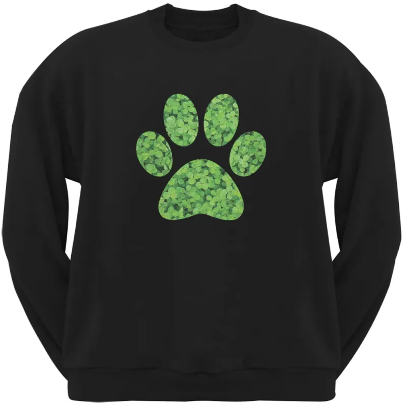 St. Patricks Day - Dog Paw Black Adult Sweatshirt made by Old Glory