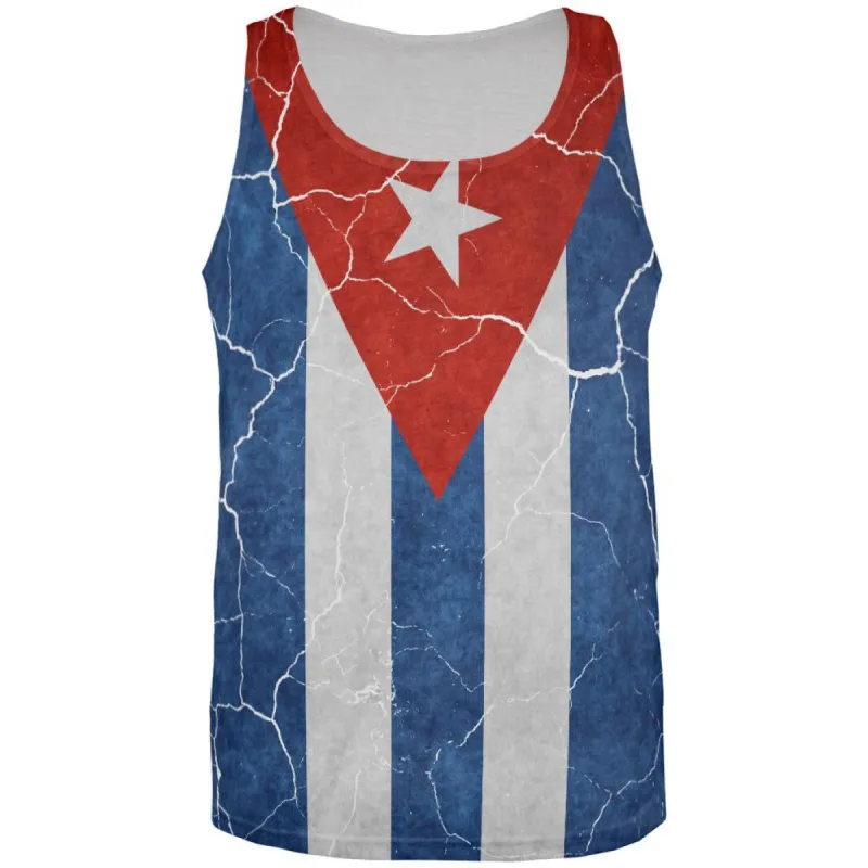 Distressed Cuban Flag All Over Mens Tank Top sold by Old Glory
