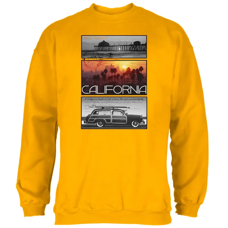 West Coast Postcard Pier Palm California Mens Sweatshirt sold by Old Glory