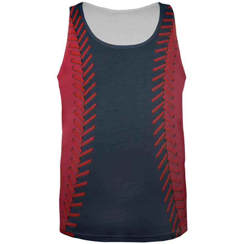 Baseball League Navy Blue and Red All Over Mens Tank Top sold by Old Glory