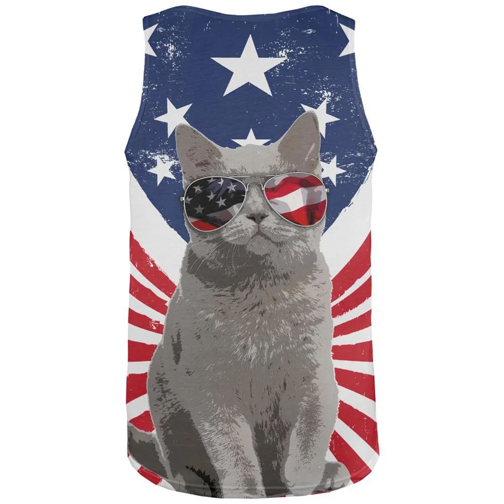 4th Of July Meowica America Patriot Cat All Over Mens Tank Top sold by Old Glory product image thumbnail 2