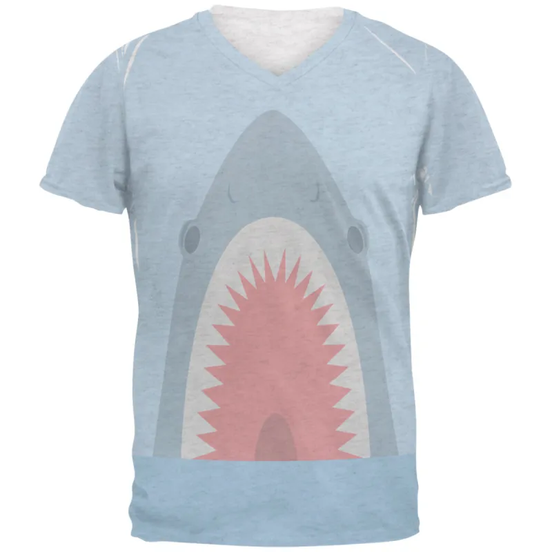 Cute Fun Shark Attack Mens Soft V-Neck T Shirt sold by Old Glory