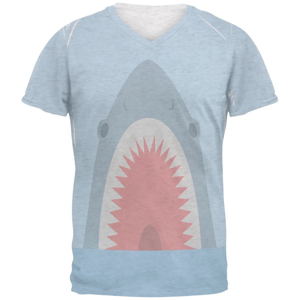 Cute Fun Shark Attack Mens Soft V-Neck T Shirt sold by Old Glory