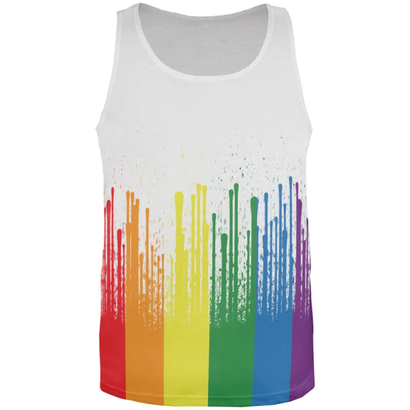LGBTQ Rising Tide Rainbow Flag Drips All Over Mens Tank Top sold by Old Glory