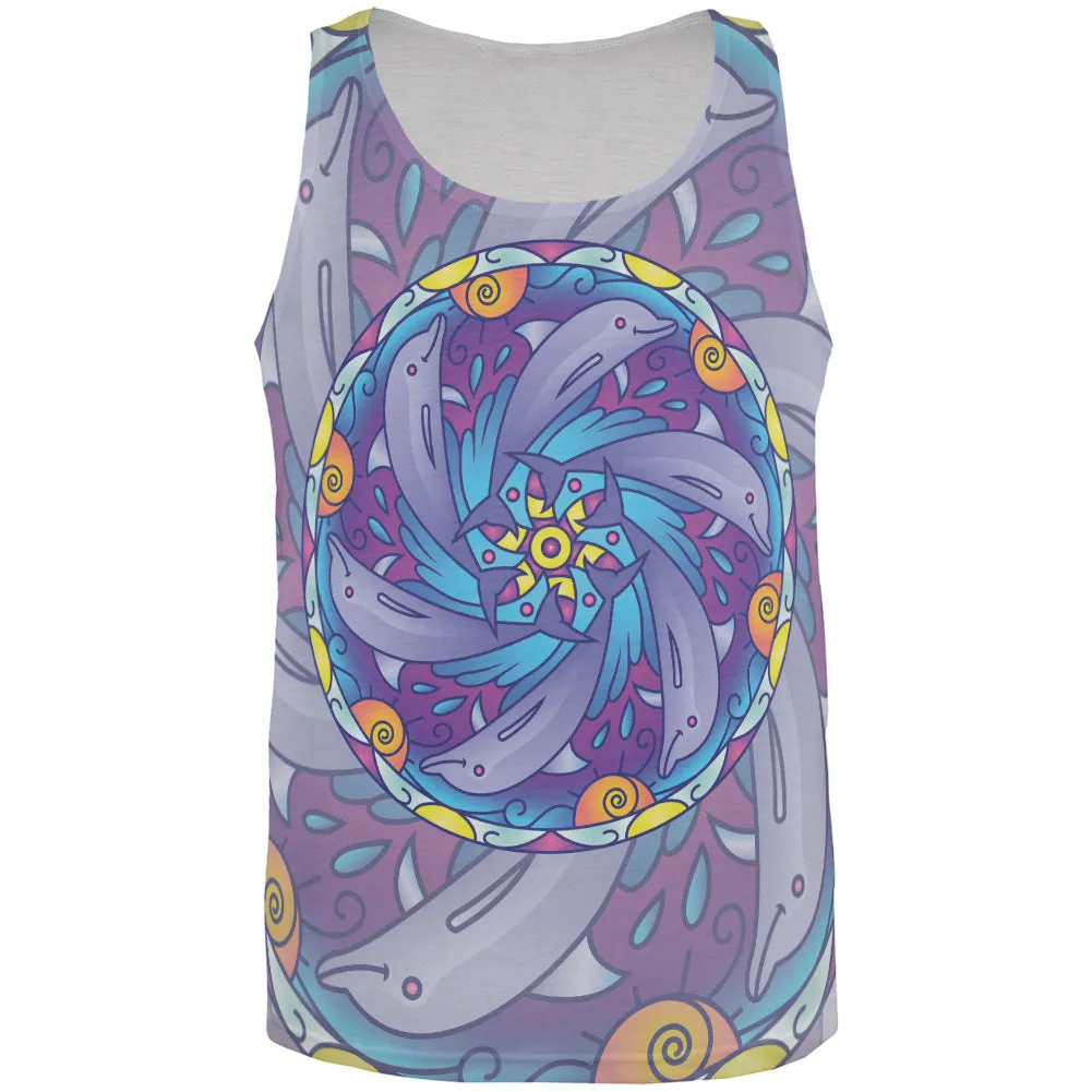 Mandala Trippy Stained Glass Dolphins All Over Mens Tank Top sold by Old Glory