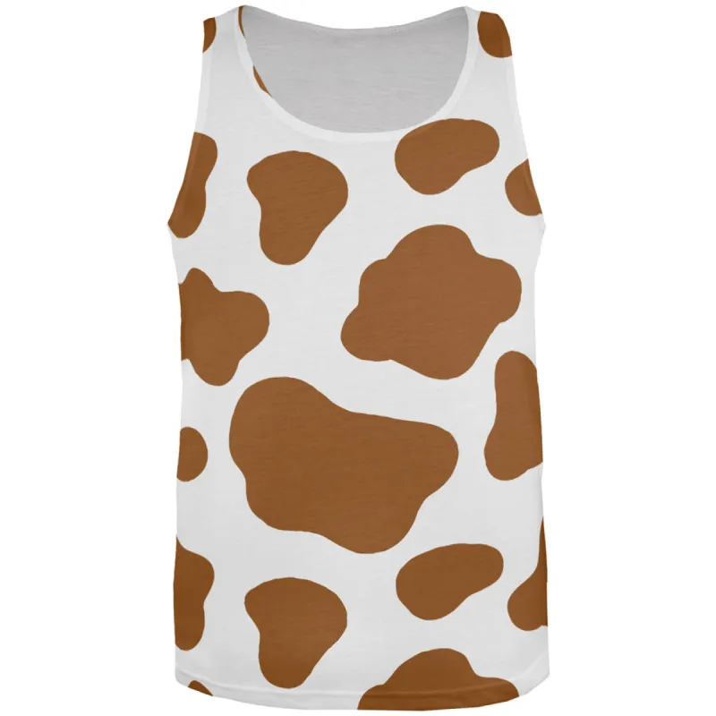 Halloween Costume Brown Spot Cow All Over Mens Tank Top sold by Old Glory
