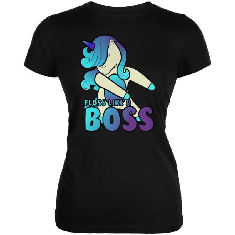 Floss Like A Boss Flossing Unicorn Dance Juniors Soft T Shirt sold by Old Glory