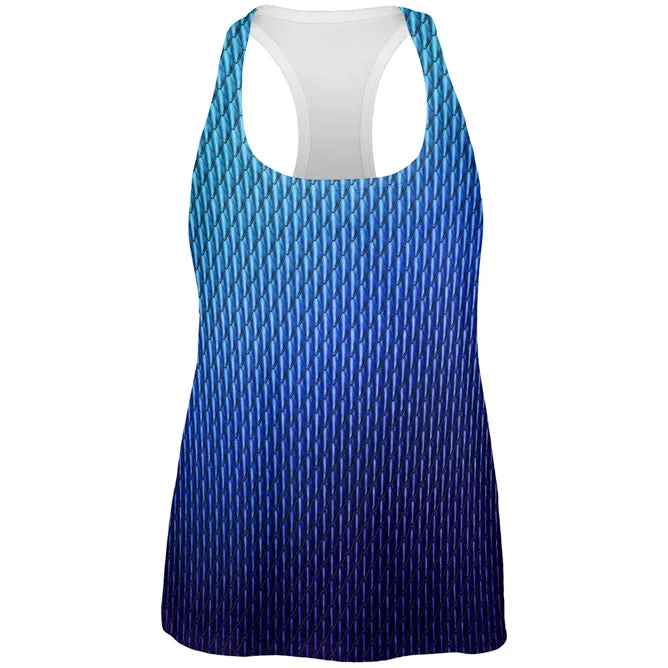 Halloween Blue Ice Dragon Scales Costume All Over Womens Work Out Tank Top sold by Old Glory