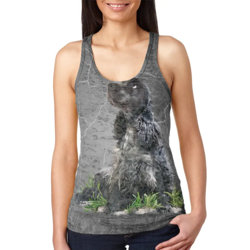 English Cocker Spaniel Live Forever Juniors Burnout Racerback Tank Top sold by Old Glory