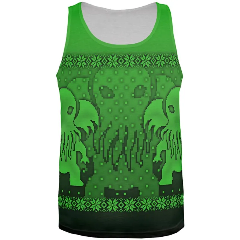 Ugly Christmas Sweater Big Cthulhu Greater Gods All Over Mens Tank Top sold by Old Glory